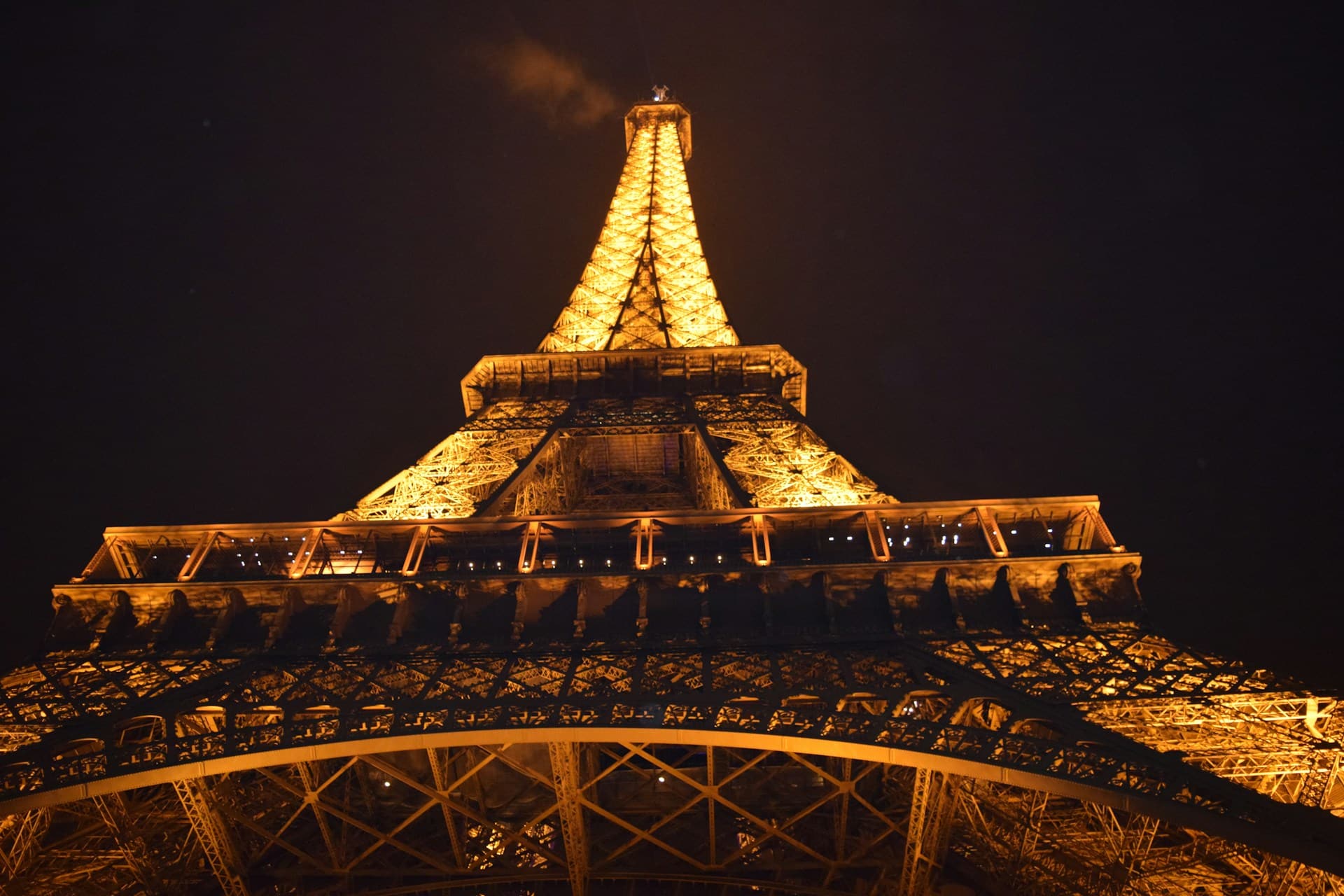 night in paris at the eiffel tower