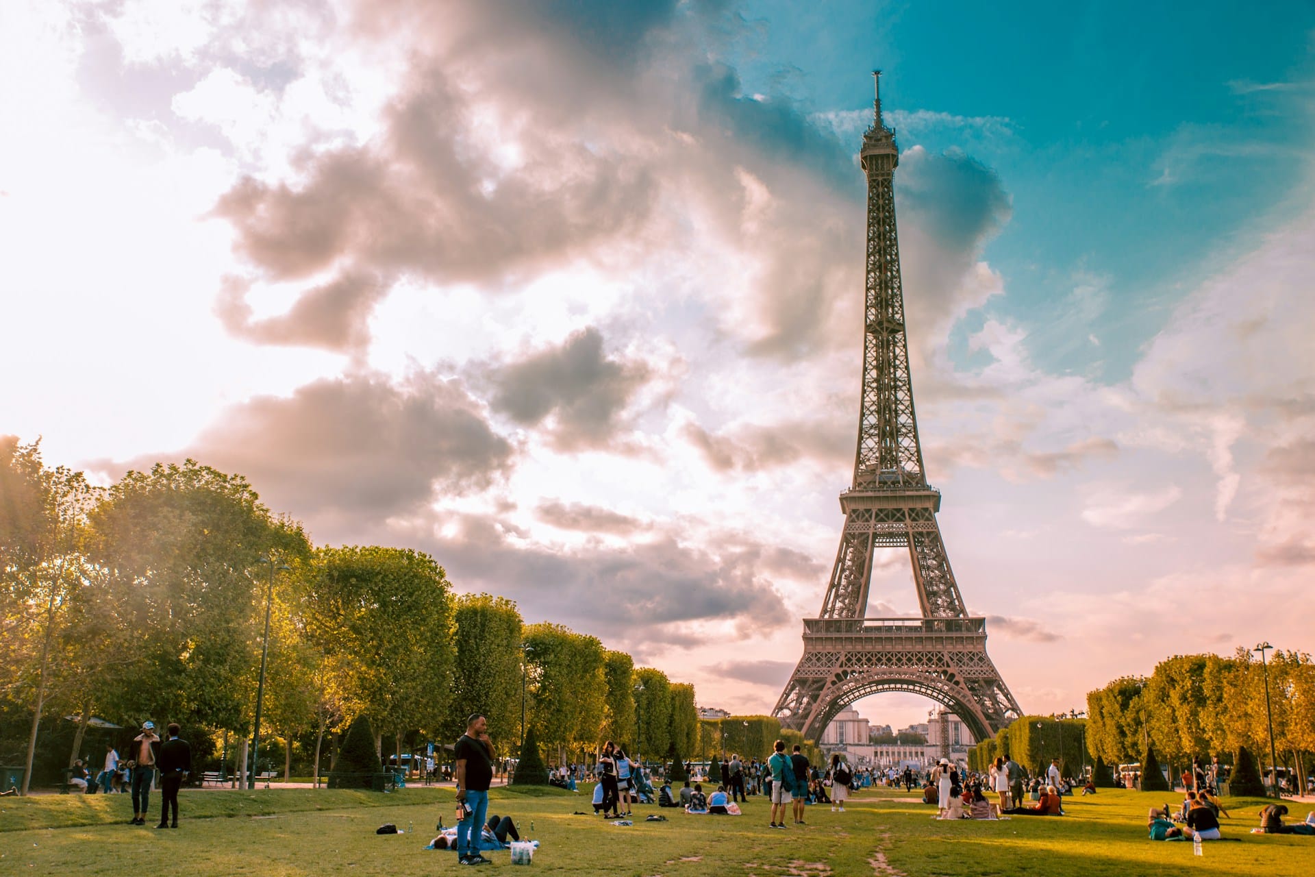 tha park at eiffel tower in paris